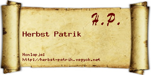 Herbst Patrik névjegykártya